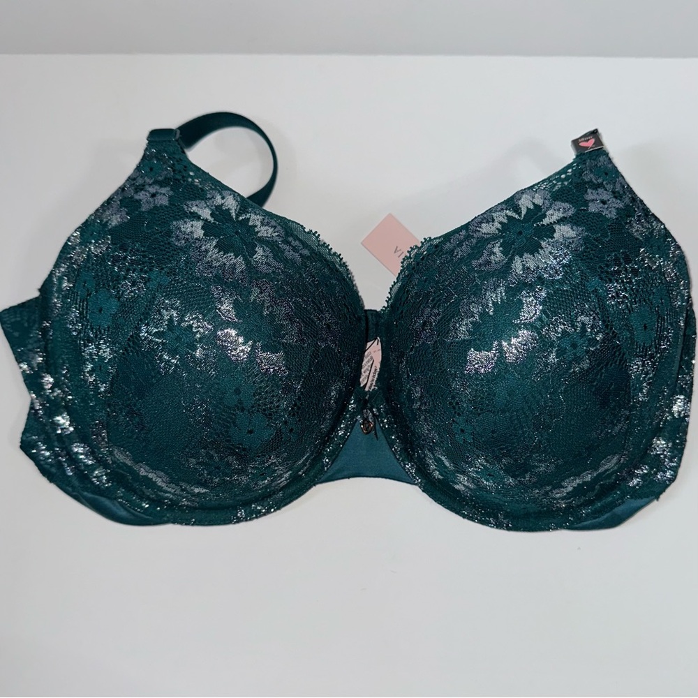 Elegant Lace Underwire Bra in Teal
